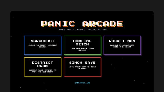 Mini arcade games inspired by political chaos