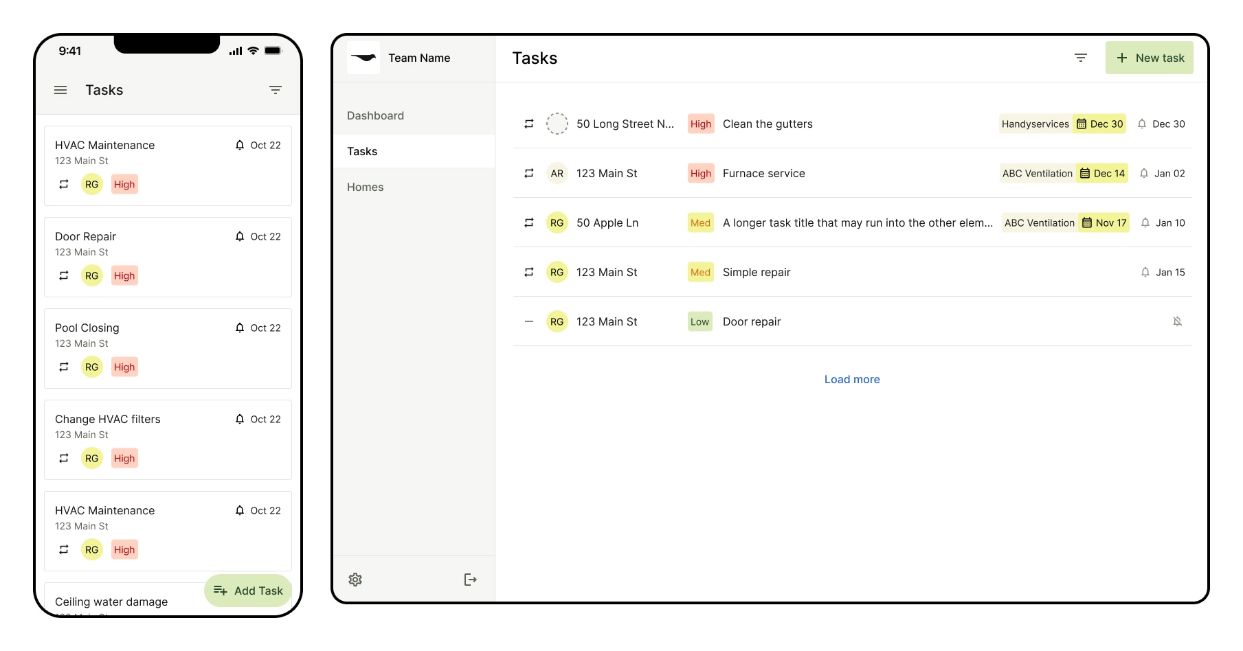 The first version of the app was focused on helping our design partner manage tasks across multiple properties.