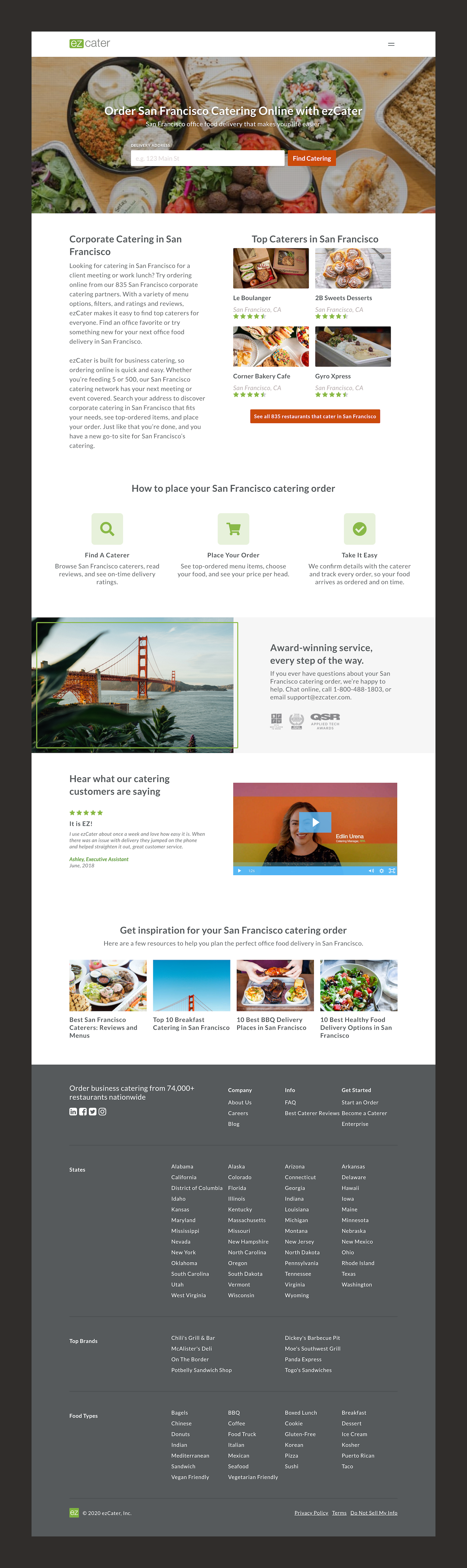 SEO landing pages for a catering marketplace