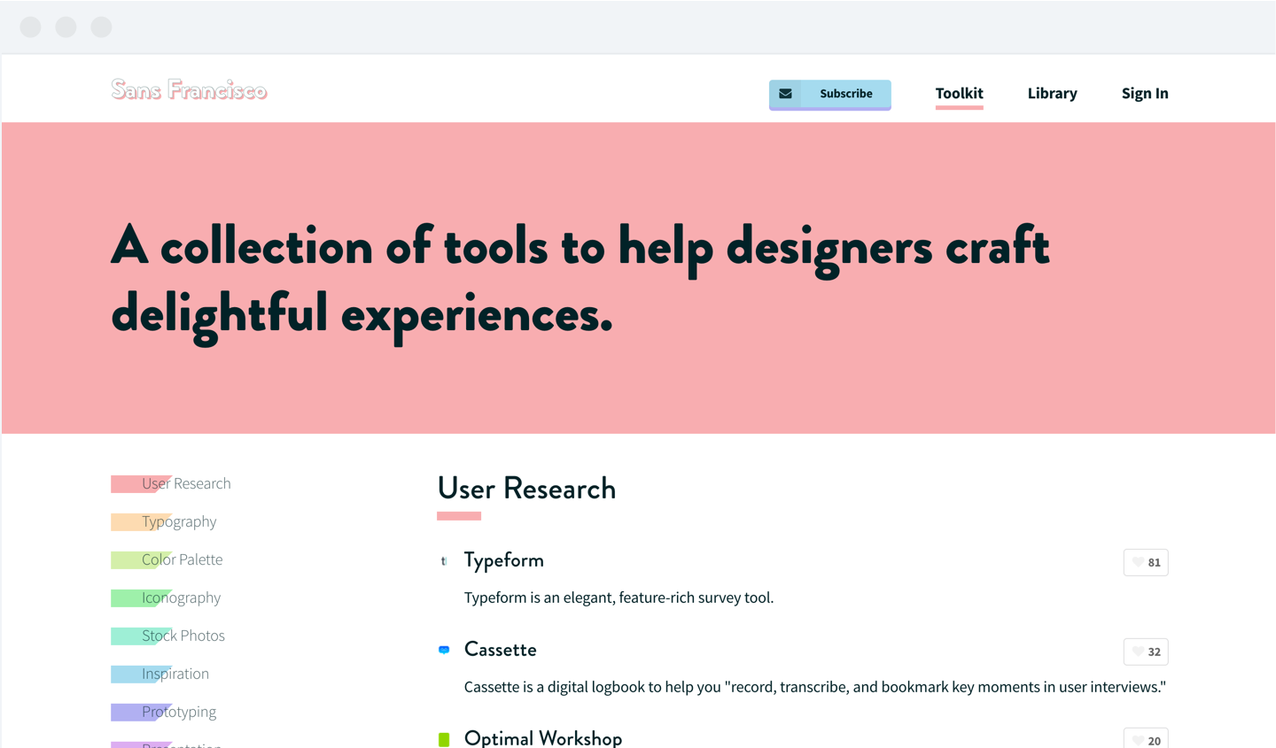 Curated catalog of tools for digital designers